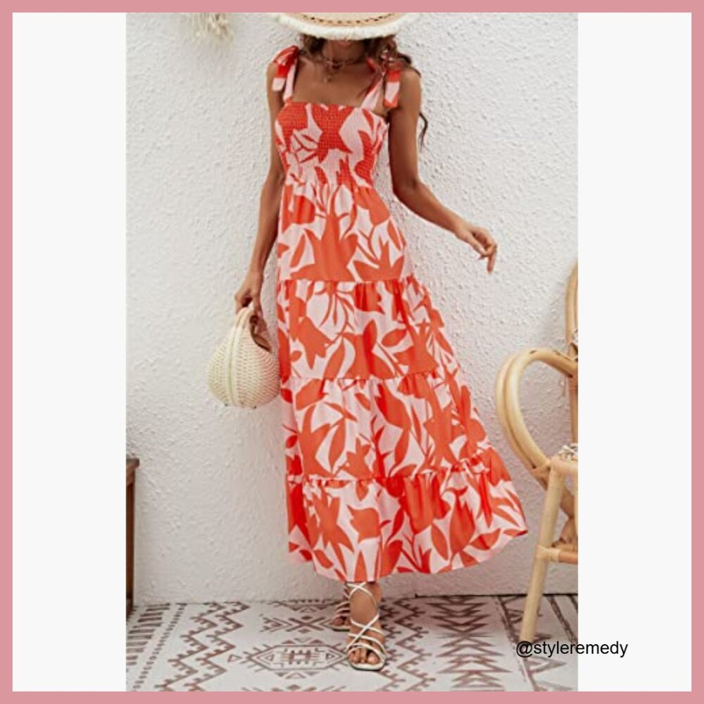 Polyester Summer Boho Spaghetti Strap Square Neck… - image 4